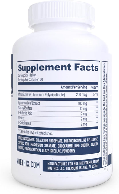 NuEthix Formulations SLIN-Trol, Glucose Disposal Agent Pills for Men & Women, Nutrient Partitioning Supplement with Chromium Polynicotinate, & Glycine, Effective Carb Absorption, Non-GMO, 60 Servings