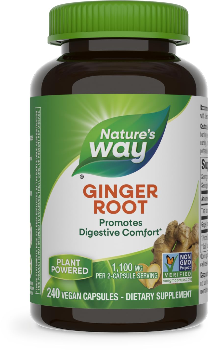 Nature's Way Ginger Root, Promotes Digestive Comfort*, 1,100 mg Per 2-capsule Serving