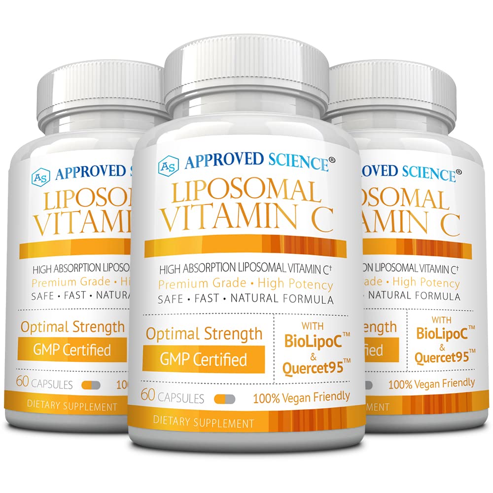 Approved Science Liposomal Vitamin C with Quercetin - 1100 mg - 60 Capsules - Immune Support, Boost Collagen, Antioxidant - High Absorption - Fat Soluble - Non GMO - Vegan - Made in the USA