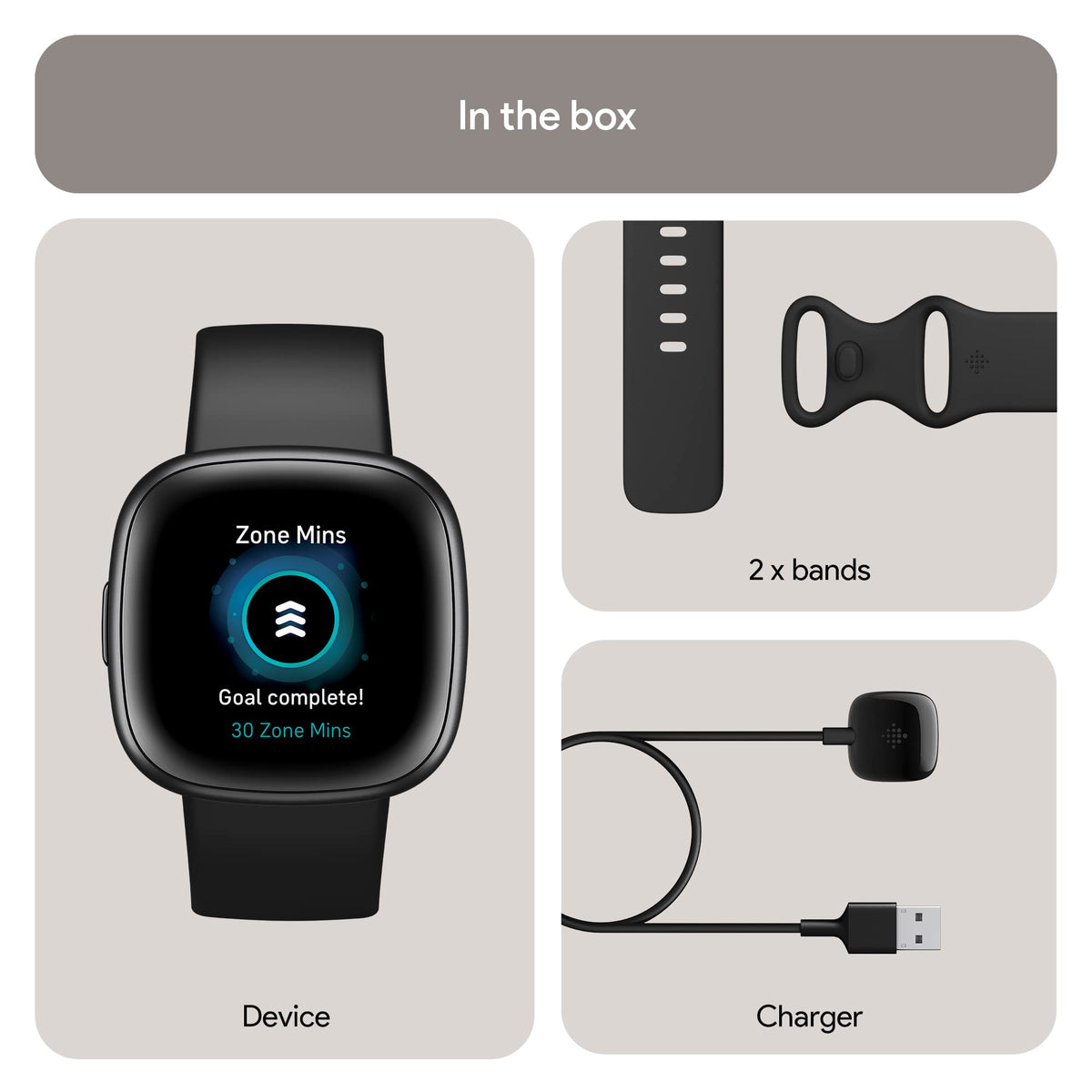 Google Fitbit Versa 4 Fitness Smartwatch, 24/7 Heart Rate - Black/Graphite