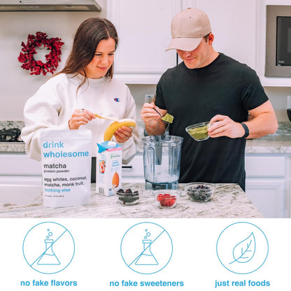 drink wholesome Matcha Egg White Protein Powder | for Sensitive Stomachs | Easy to Dige