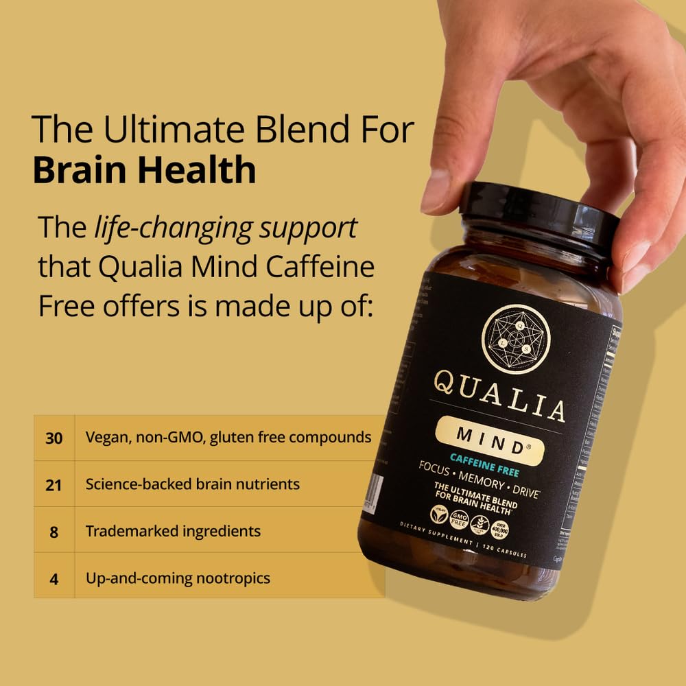 Qualia Mind (Caffeine Free) | The Ultimate Blend for Brain Health* | Doctor-Formulated Nootropic to Fuel Focus & Concentration* | Supports Long Term Brain Health| Maintain Drive & Productivity
