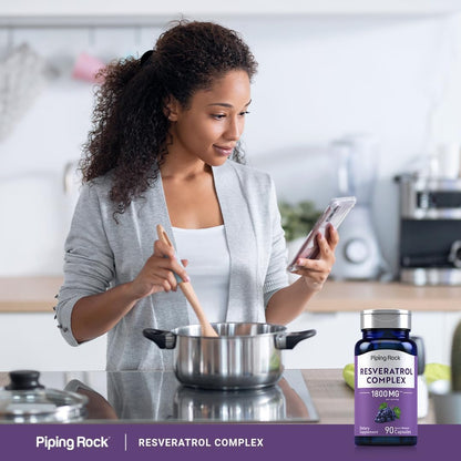 Piping Rock Resveratrol Complex | 90 Capsules | Ultra Potent Formula | Non-GMO, Gluten Free Supplement