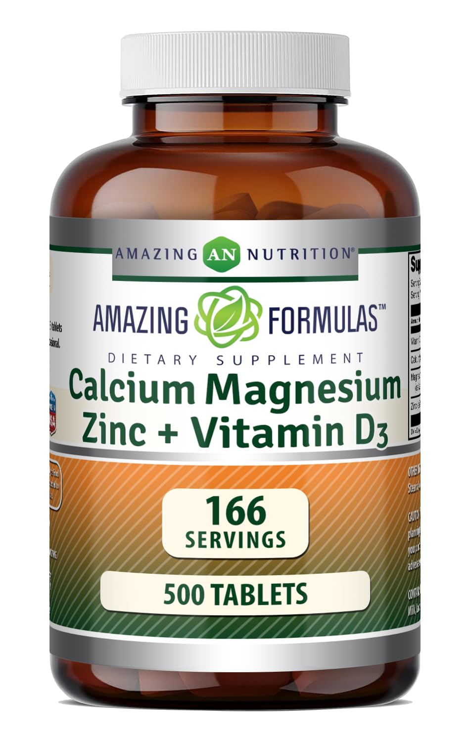 Amazing Formulas Calcium Magnesium Zinc D3-300 Tablets Per Bottle Supplement (Calcium 1000mg - Magnesium 400mg - Zinc 25mg Plus Vitamin D3 600 IU - Per Serving of 3 Tablets)
