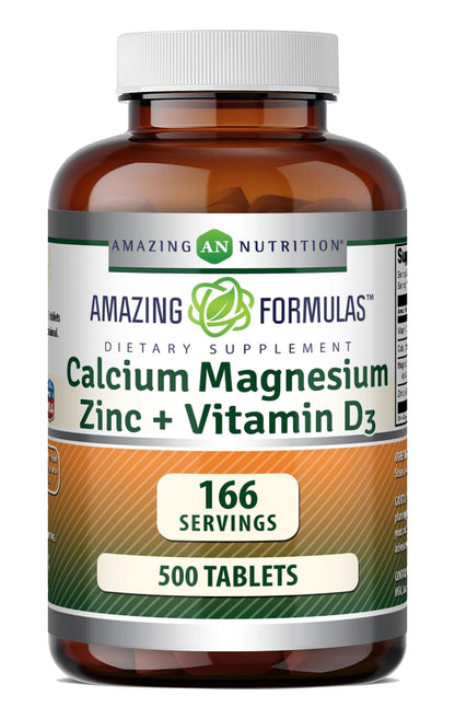 Amazing Formulas Calcium Magnesium Zinc D3-300 Tablets Per Bottle Supplement (Calcium 1000mg - Magnesium 400mg - Zinc 25mg Plus Vitamin D3 600 IU - Per Serving of 3 Tablets)