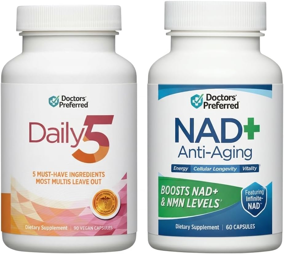 DOCTORS' PREFERRED Daily5 Multivitamin and NAD+ Anti-Aging Supplement