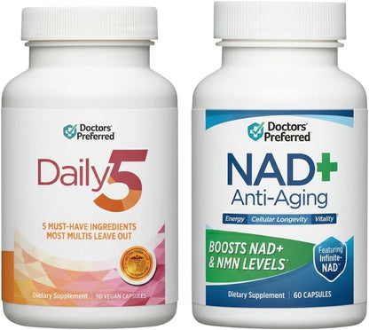 DOCTORS' PREFERRED Daily5 Multivitamin and NAD+ Anti-Aging Supplement