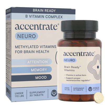 Accentrate Neuro - Brain Health, Methylated Vitamin B Complex, MTHFR | Every B vitamin already in its active form, so your body does not have to convert it first. Supports focus and mood.