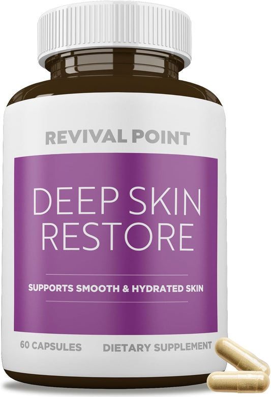 Deep Skin Restore- Advanced Dermal Repair Complex to Boost Firmness, Hydration, & Elasticity– Vegan Collagen Builder & Skin Supplement with 6 Clinically Proven Ingredients– 60 Capsules