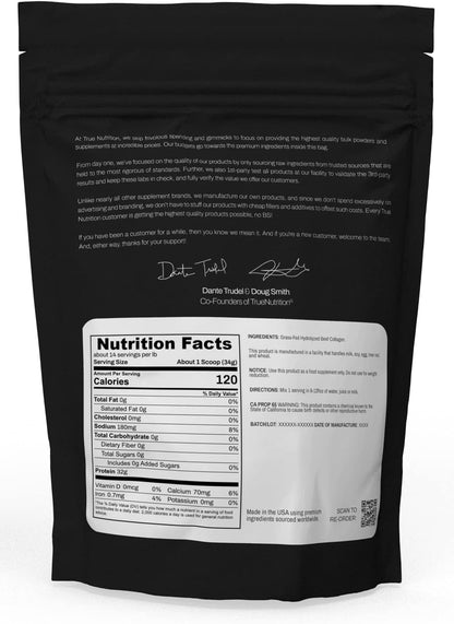 True Nutrition Hydrolyzed Collagen Powder, Unflavored, 1lb