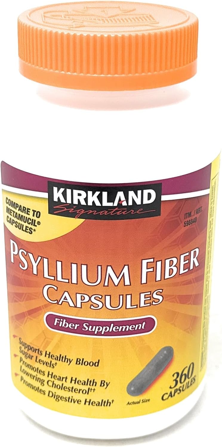 Fiber Capsules Kirkland Therapy for Regularity/Fiber Supplement, 360 capsules - Compare to the Active Ingredient in Metamucil Capsules
