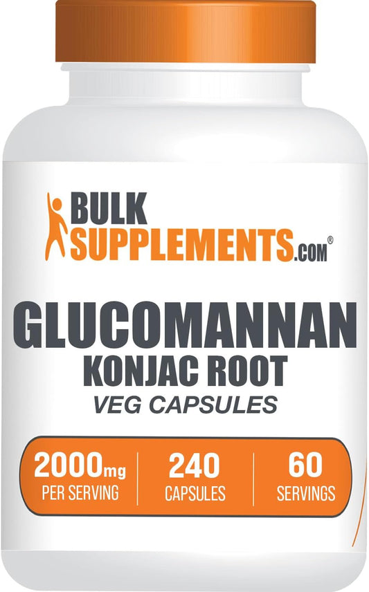 BulkSupplements.com Glucomannan Capsules - as Konjac Root Extract, Glucomannan Supplements, Herbal Supplement - Gluten Free, 4 Capsules per Serving, 240 Count (Pack of 1)