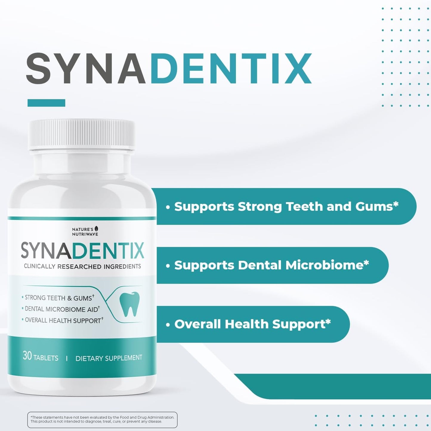 Synadentix – Hydroxyapatite & Enzyme Tablets – 30 Ct, 1 Month Supply | Hydroxyapatite & enzyme blend | Non-GMO, Made in USA, GMP-Certified | Dissolving oral tablet