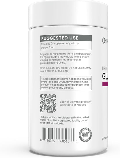 Renue By Science Glutathione | High Strength Supplement | 90 Liposomal Capsules - 130mg Glutathione per Serving | | Non-GMO | Made in The USA & Third-Party Tested