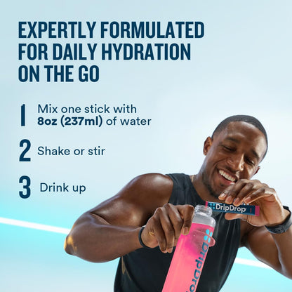 DripDrop Hydration Juicy Variety Pack, Electrolyte Packets, 32 Count | Grape, Fruit Punch, Strawberry Lemonade & Cherry; 3X Electrolytes, Vitamin C, Magnesium, Zinc; Single Serve Powder Drink Mix