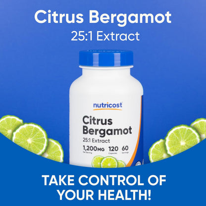 Nutricost Citrus Bergamot Capsules 1,200mg, 120 Capsules, 60 Servings | 25:1 Bergamot Extract, Gluten Free, Vegan, GMO-Free