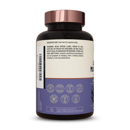 Live Conscious Lions Mane Mushroom Supplement Capsules for Brain Support w/Lion's Mane, Cordyceps, Reishi, and Turkey Tail Mushrooms - Cognitive Memory Supplement for Brain