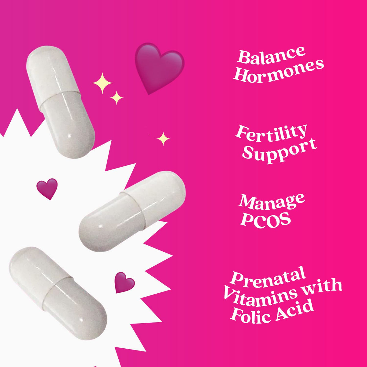 Myo-Inositol & D-Chiro Inositol Capsules with Folic Acid for PCOS | Prenatal Fertility