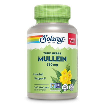 SOLARAY Mullein Leaf 330 mg - Soothing Herbal Support - Mullein Capsules Traditionally Used to Support Health and Wellness - Vegan, Non-GMO, Lab Verified, 60-Day Guarantee, 100 Servings, 100 VegCaps