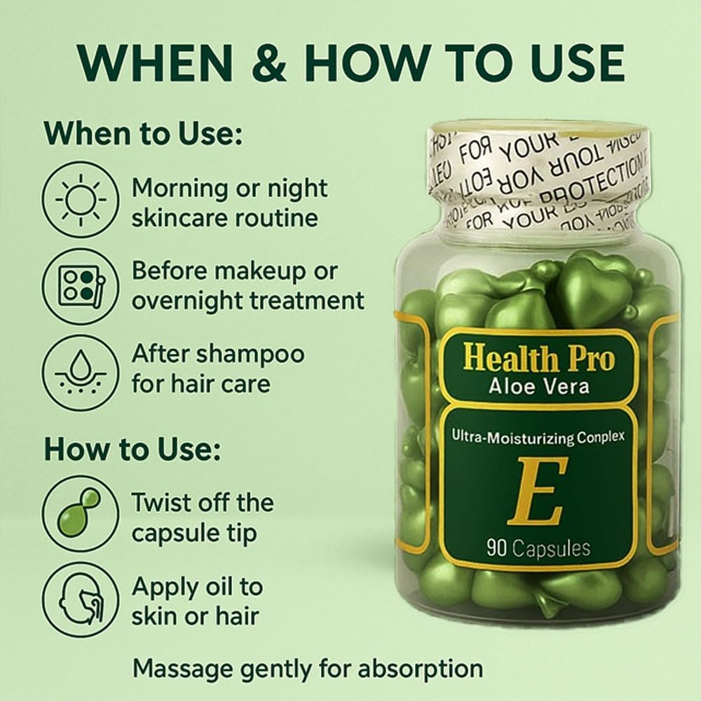 Vitamin E Aloe Vera Topical Skin Oil Capsules, 90 Soft Caps