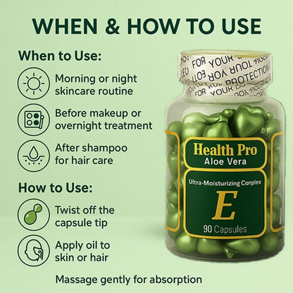 Vitamin E Aloe Vera Topical Skin Oil Capsules, 90 Soft Caps