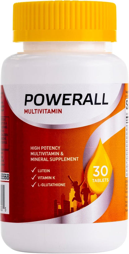 U.S. Health Club PowerAll Adult Multivitamin for Men & Women, 30 Tablets | Adult Multivitamin , Lutein, Vitamin K1, Iron, Zinc, Selenium, Boron, Chromium