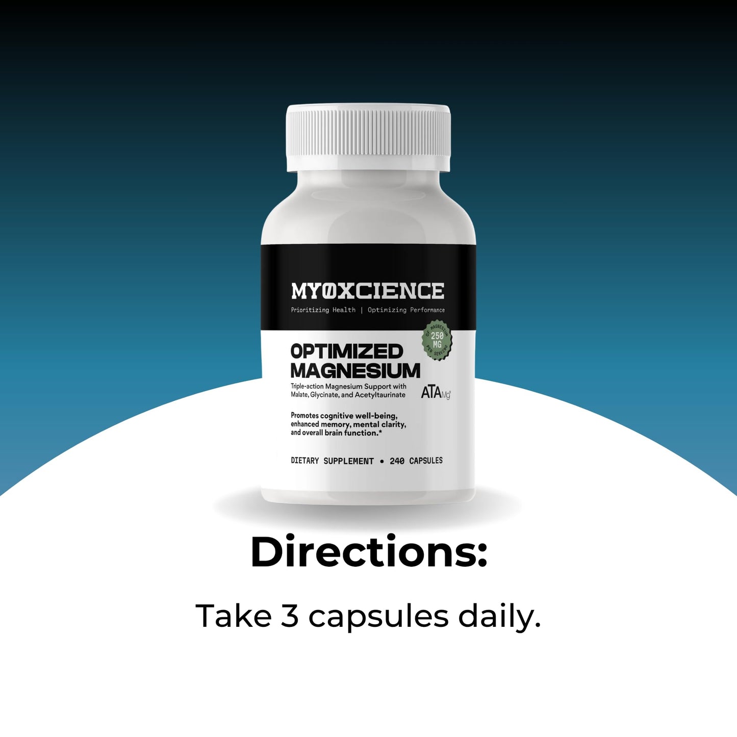 MYOXCIENCE Optimized Magnesium Glycinate + Magnesium Taurate (as ATAmag®) for High Brain Bioavailability to Support Stress Relief and Sleep | 30 Servings