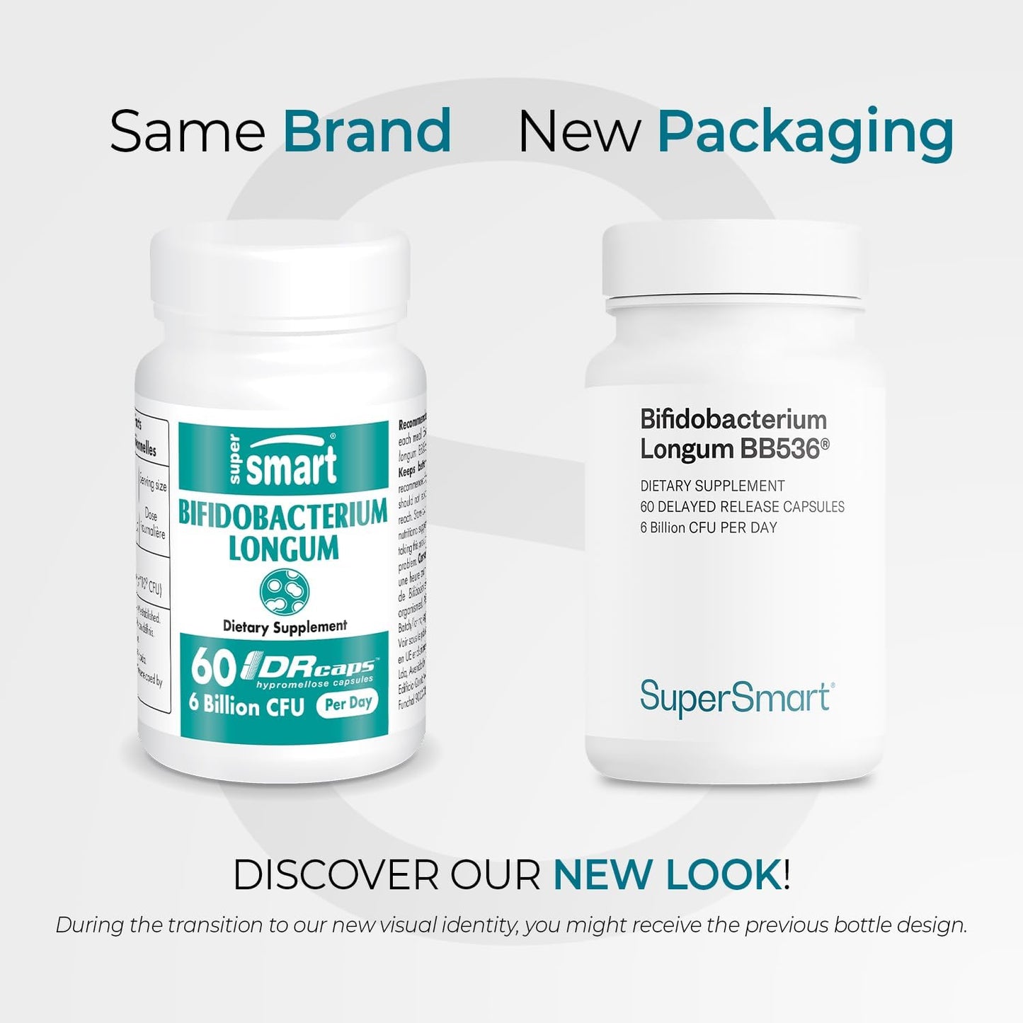 Supersmart Bifidobacterium Longum (BB536) 6 Billion CFU per Day - Probiotics & Prebiotics Supplement | Non-GMO & Gluten Free - 60 DR Capsules | Improves Bowel Disorders - Strengthens the Immune System - Reduces Pollen Allergy Symptoms