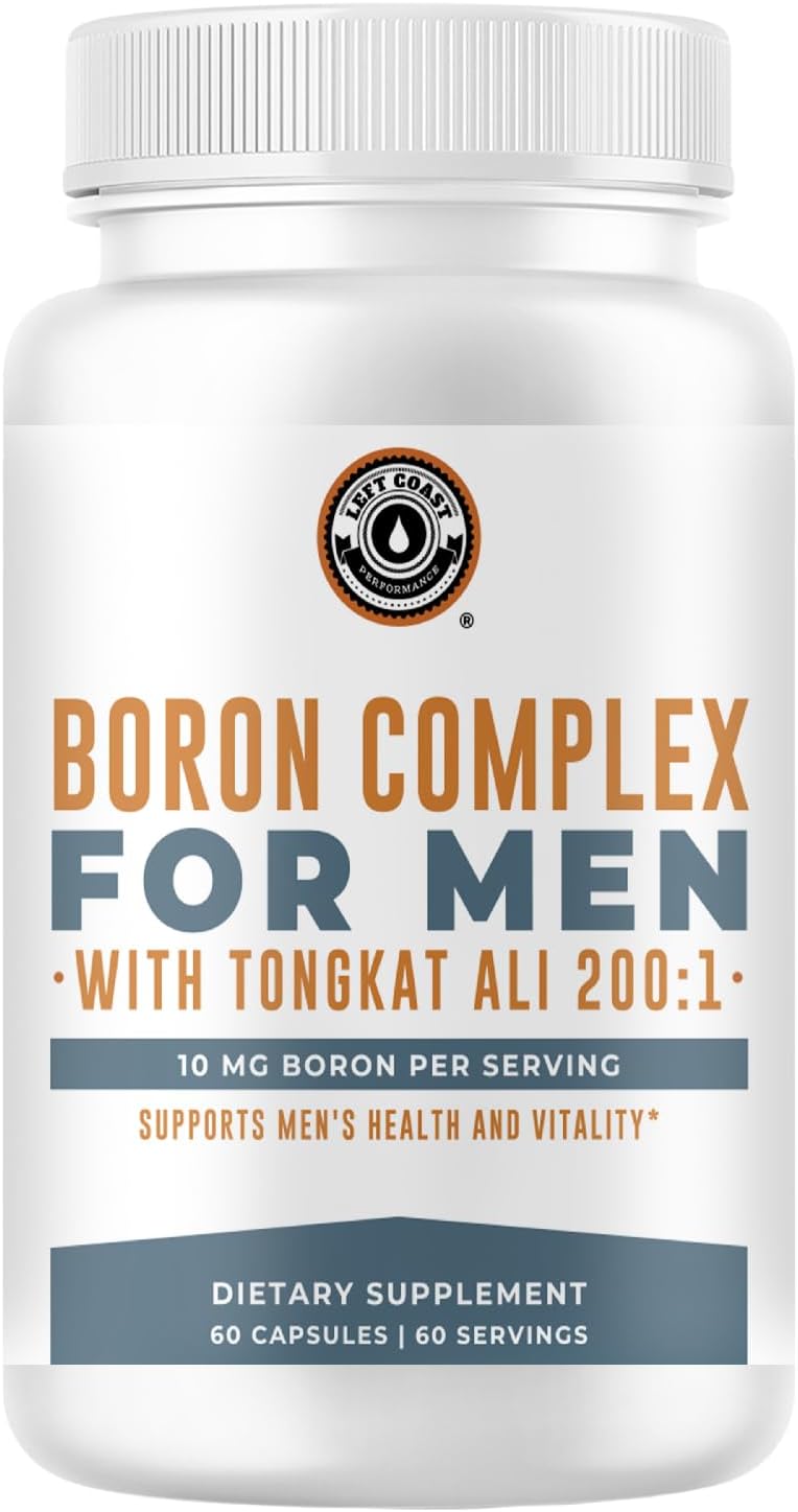 Boron Supplement For Men With Tongkat Ali - Vitamin D3, Zinc Picolinate 30mg, Longjack Tongkat Ali For Men - Boron Citrate 10mg For Men’s Health - Non GMO, Gluten Free, No Allergens - 60 Count