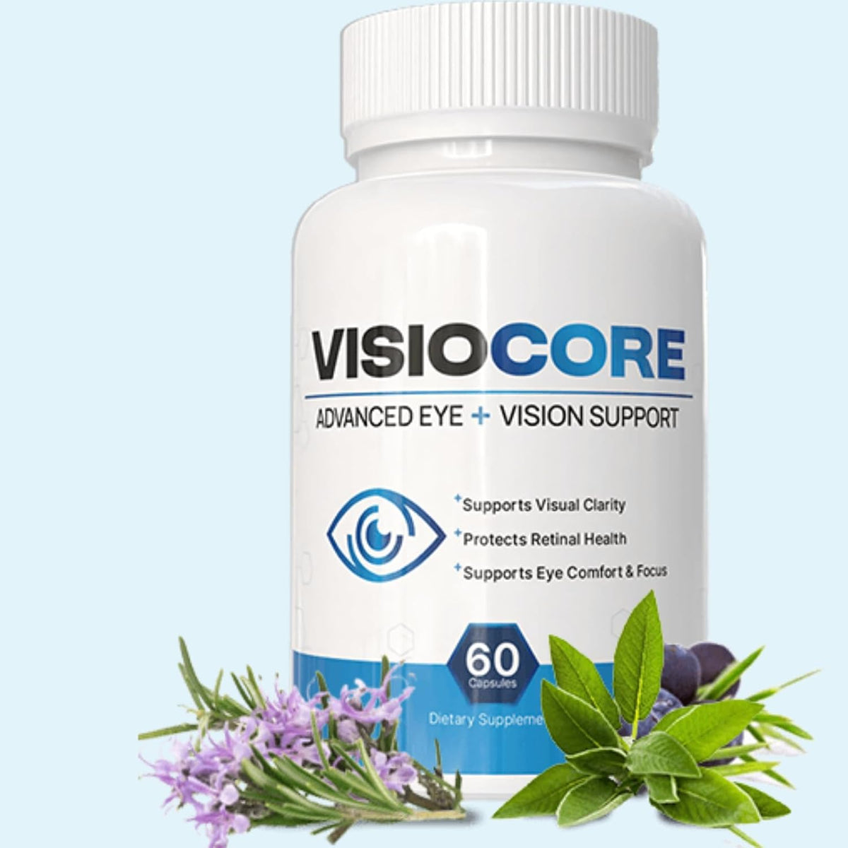 VisioCore Advanced Eye & Vision Support Supplement - Supports Visual Clarity, Retinal Health & Eye Comfort - with Lutein, Bilberry & Vitamin C - 60 Capsules