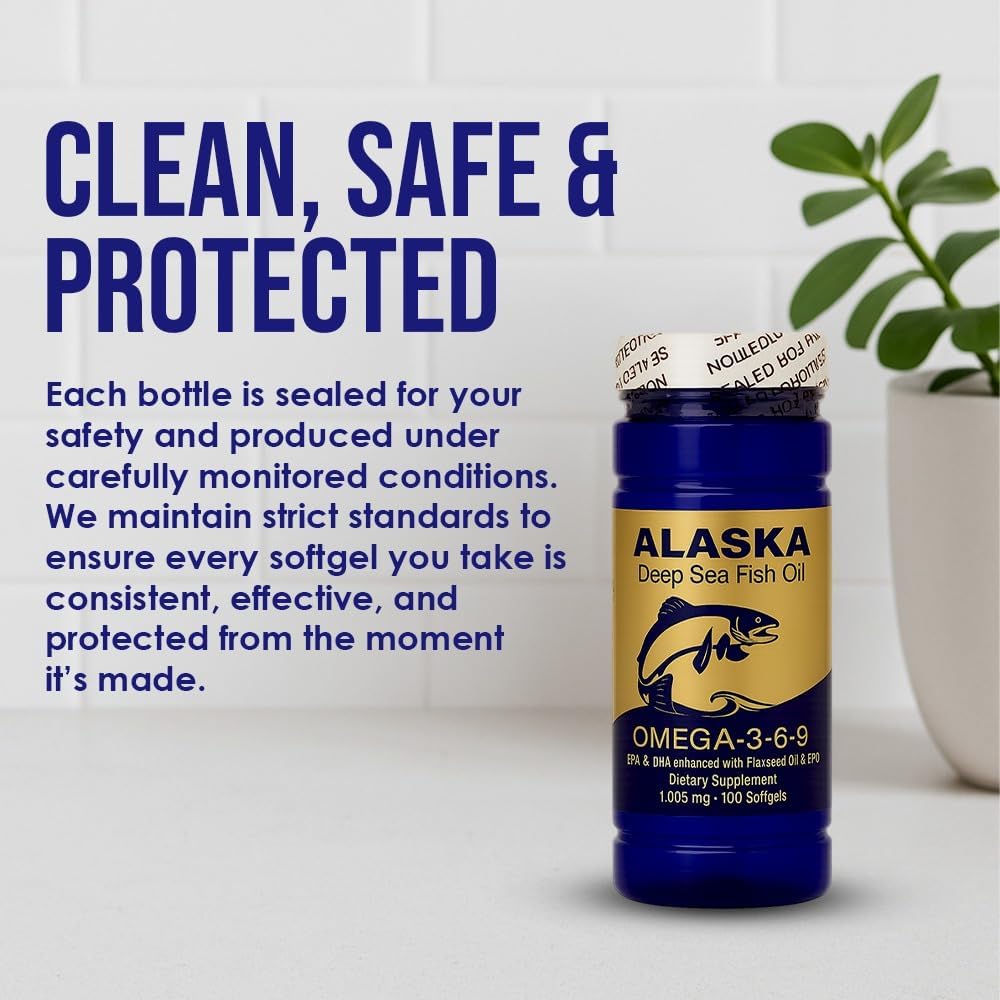 NCB Alaska Deep Sea Fish Oil Omega 3-6-9 Softgels, EPA DHA, 100 Count