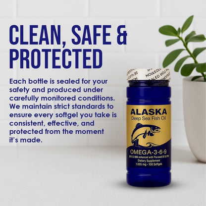 NCB Alaska Deep Sea Fish Oil Omega 3-6-9 Softgels, EPA DHA, 100 Count