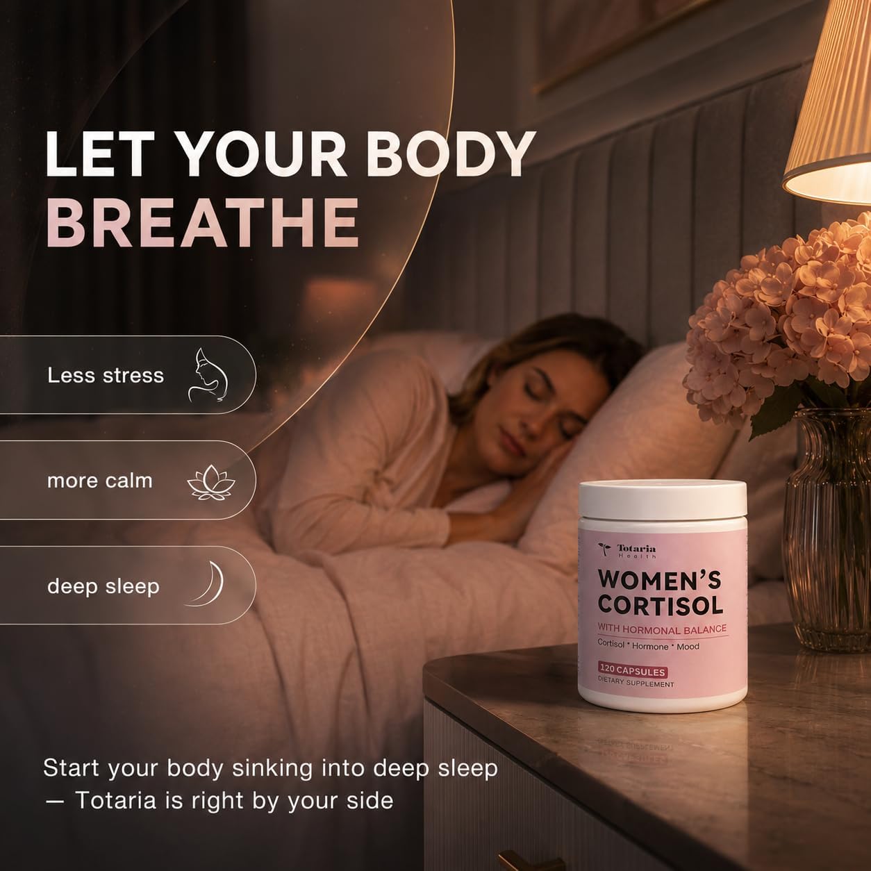 Women's Cortisol Supplement – Stress Relief, Sleep Aid, Hormone Balance, Mood & Focus, PMS*| Ashwagandha 30:1, L-Theanine, Magnesium Glycinate, Phosphatidylserine, DIM, Vitex & Myo-Inositol, 120 Ct.