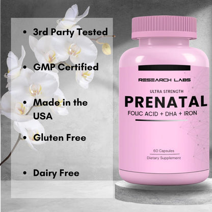 Research Labs Prenatal Vitamins for Women 2 Fer 1 Ad: 6X More Bioavailable Methylated Folate Folic Acid MTHF 5 | Supports Brain Development, Healthy Growth