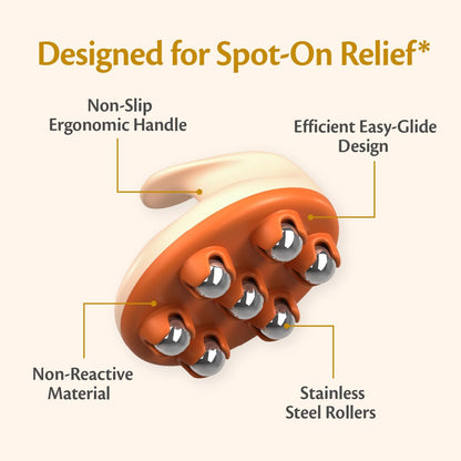 Lymphatic Drainage Roller for Body Sculpting & Cellulite, Orange by M3