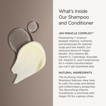 JSHealth Vitamins Shampoo & Conditioner Haircare, Virtual Bundle | Includes Purifying Keratin Shampoo & Nourishing Hair Conditioner
