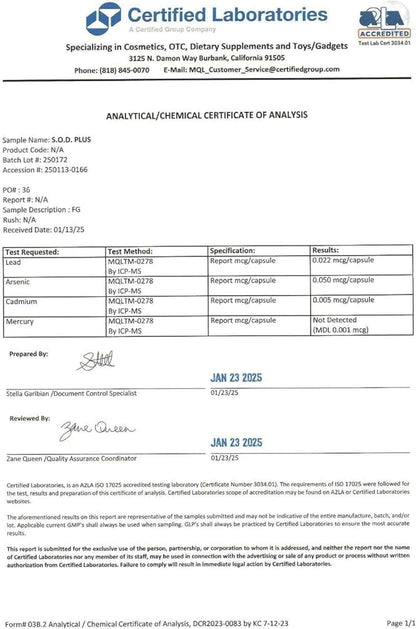 Superoxide Dismutase (SOD) Supplement Capsules. High SOD-Like Activity Enzyme for Cellular Aging & Longevity. 100% Vegan. Primary Master Antioxidant for Mitochondrial Support & Internal Skin Radiance