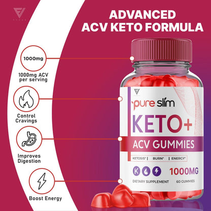 (5 Pack) Pure Slim Keto ACV Gummies, Pure Slim Keto ACV Gummies Advanced Weight