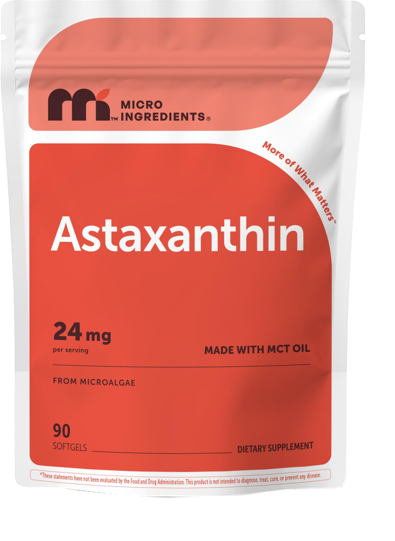 Micro Ingredients Astaxanthin 24mg with MCT Oil, 60 Softgels, 2 Month Supply | Max Strength Astaxanthin Antioxidant Supplements | Fresh Microalgae Source | Non-GMO, Gluten Free, No Soy