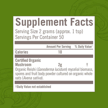 Om Mushroom Superfood Reishi Organic Mushroom Powder, 100 Servings, Organic Adaptogen Powder for Stress Relief and Immune Health