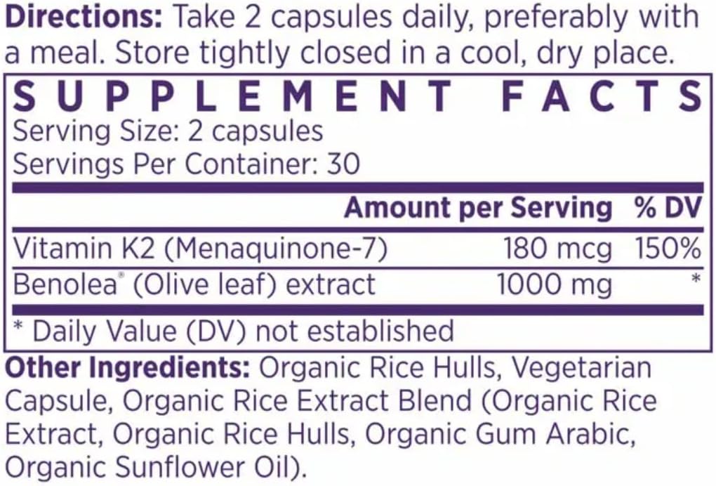 NAOMI BP Advanced - Olive Leaf Extract & Vitamin K2 for Healthy Blood Pressure & Arterial Flexibility Already in Normal Range - Patented Benolea® 1000mg + K2Vital® 180mcg, Vegan, 30-Day Supply