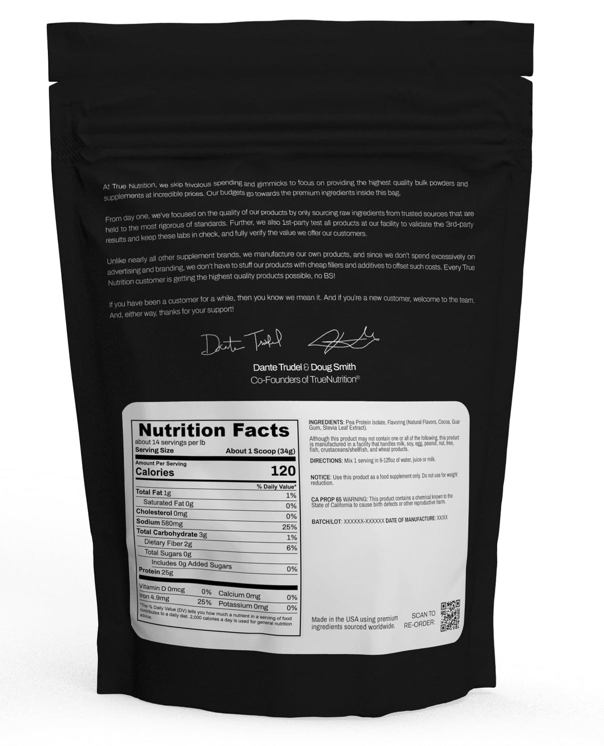 True Nutrition Pea Protein Isolate Powder, French Vanilla, 2 lb