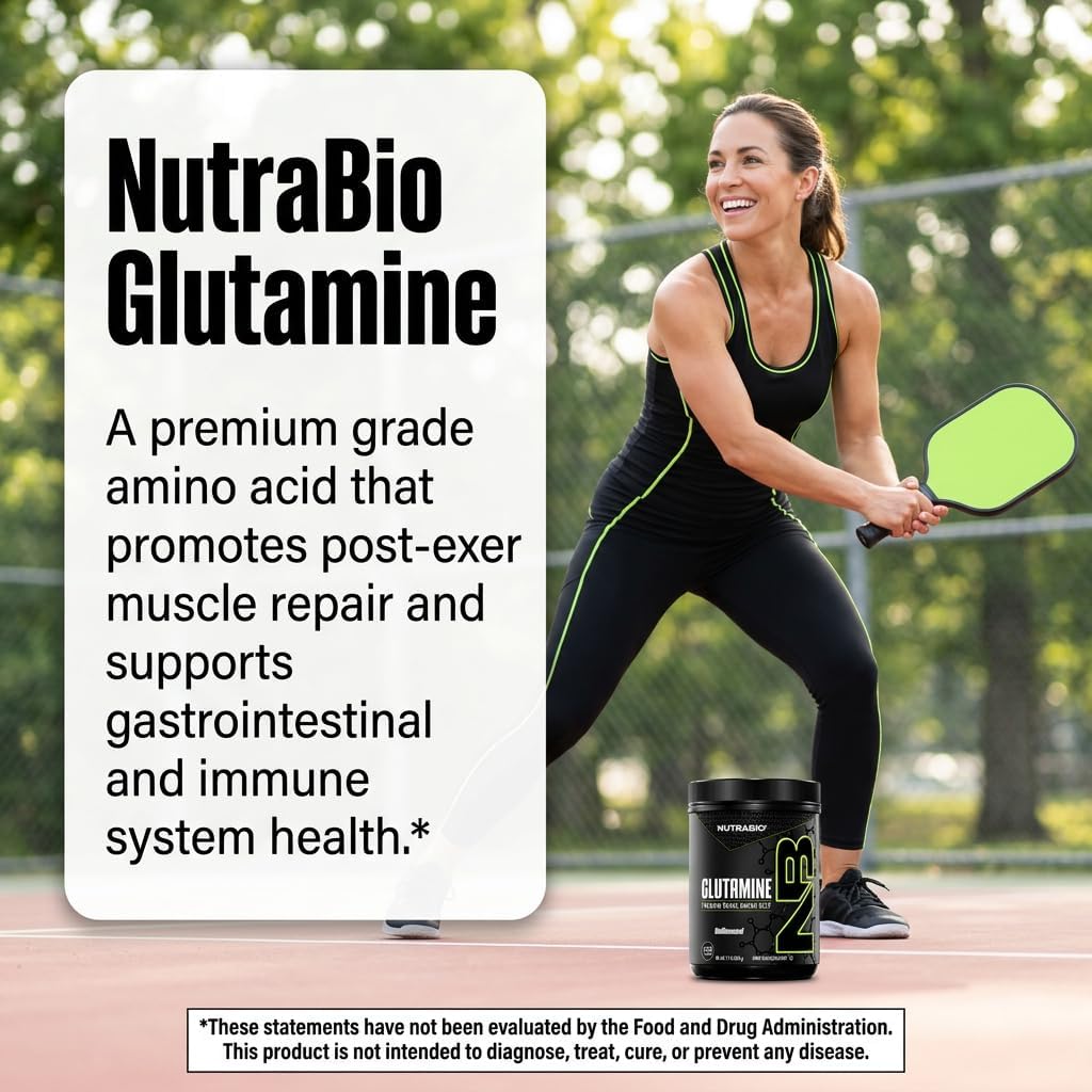 NutraBio Pure L-Glutamine Powder, 100 Servings L-Glutamine Supplement, Amino Acid, Pure Grade, Glutamina, Absolutely no Additives, Fillers or Excipients, Muscle Recovery Supplement - (500 Grams)