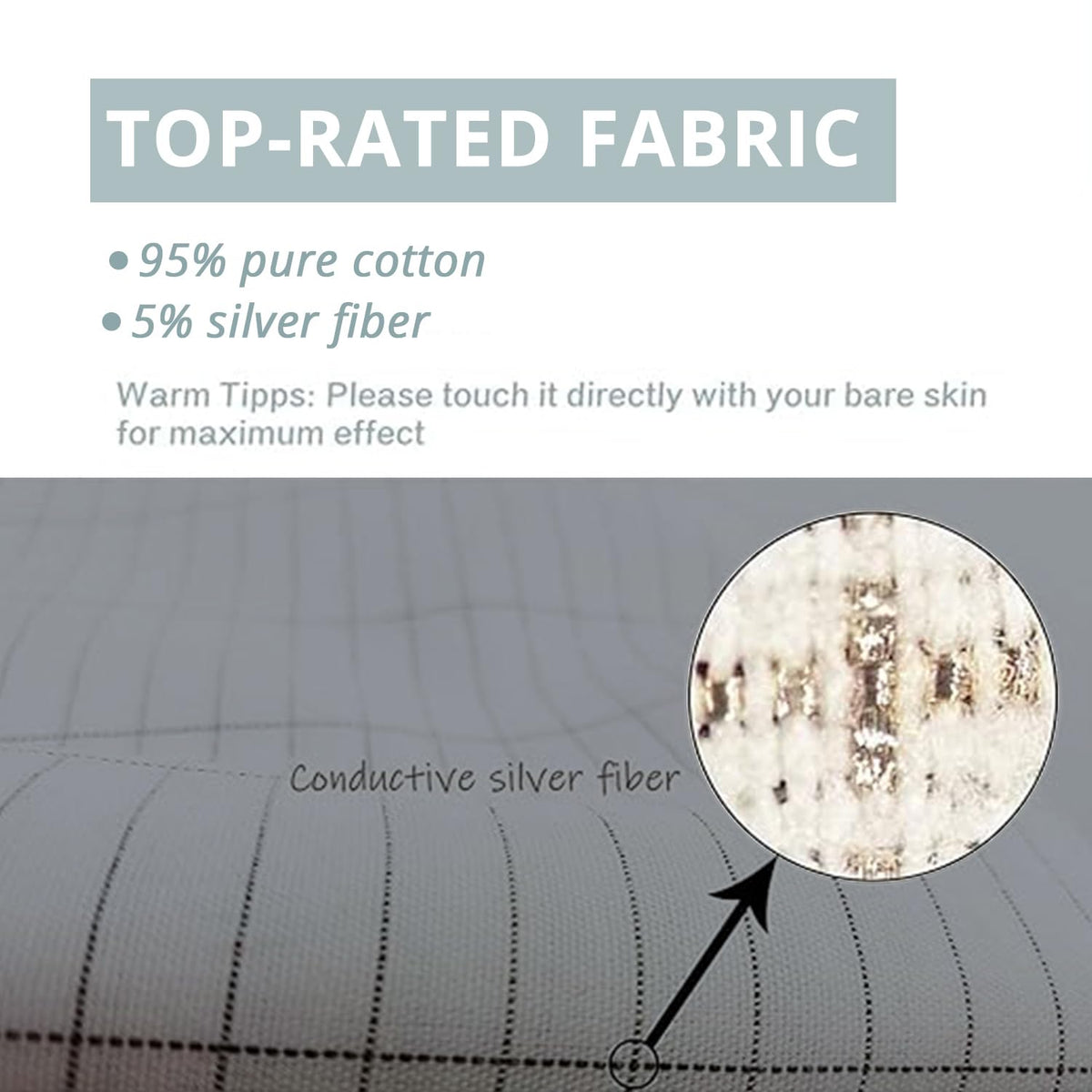 Grounding Pillowcase Silver Fiber Grounding Pillow Case 20 * 30in with Conductive Cord