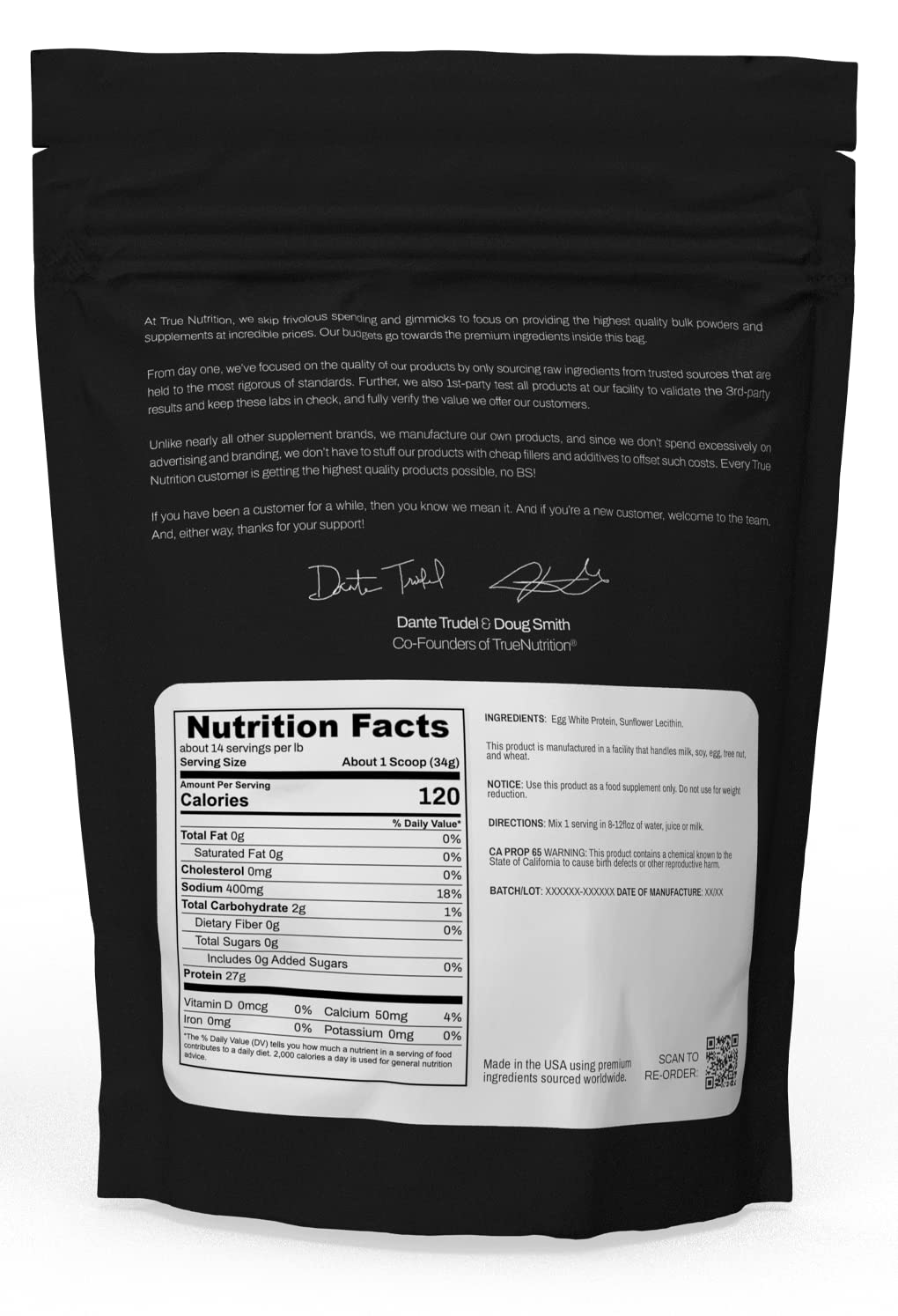 True Nutrition Egg White Protein Powder, French Vanilla, 1lb