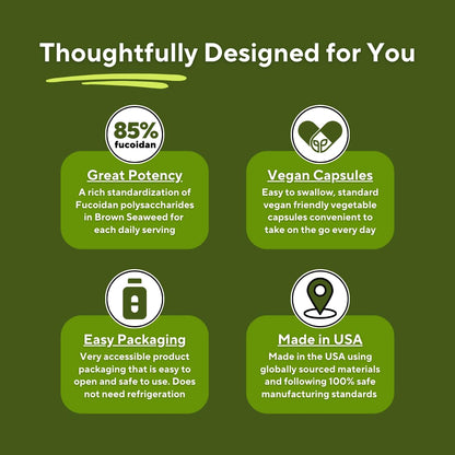 Vitapia Pure Fucoidan 85% Brown Seaweed Extract for Immune, Strong Cellular Health, Digestive Support - 1000mg Fucoidan Per Serving - 120 Veggie Capsules Non-GMO, Gluten-Free, Vegan-Friendly