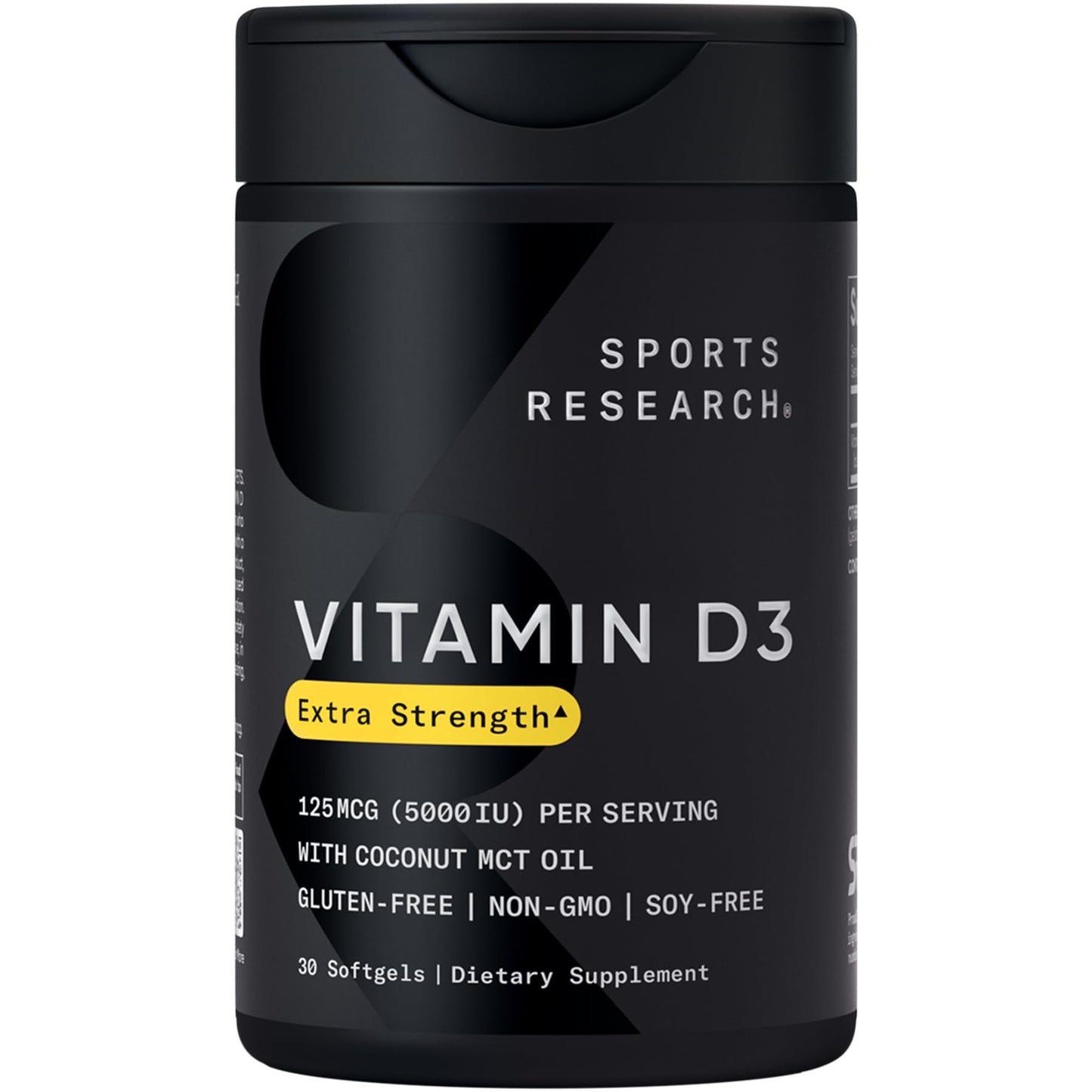 Sports Research Vitamin D3 5000 IU with Coconut MCT Oil - High Potency Vitamin D Supplement for Immune & Bone Support - Non-GMO Verified, Gluten & Soy Free – 125mcg, 360 Liquid Softgels