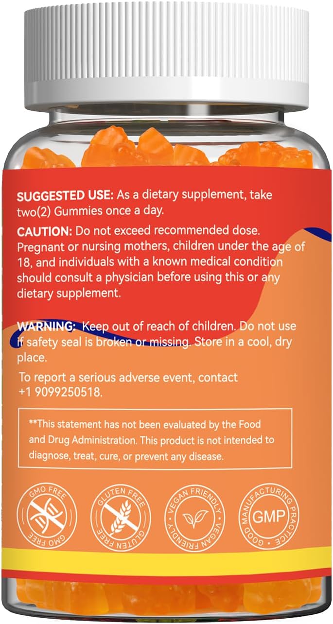 Omega 3 Gummies Supplement 1000mg, High Absorption DHA & EPA, Heart, Brain & Joint Support, Extra Strength Fish Oil Omega 3 Gummies Vitamins, 60 Count