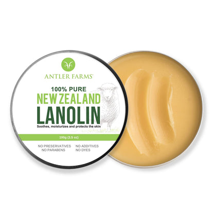 Antler Farms - 100% Pure New Zealand Lanolin, 100g | Skin Moisturizer and Protectant, Refined USP Grade Balm Lanolin Nipple Cream, Lip Balm
