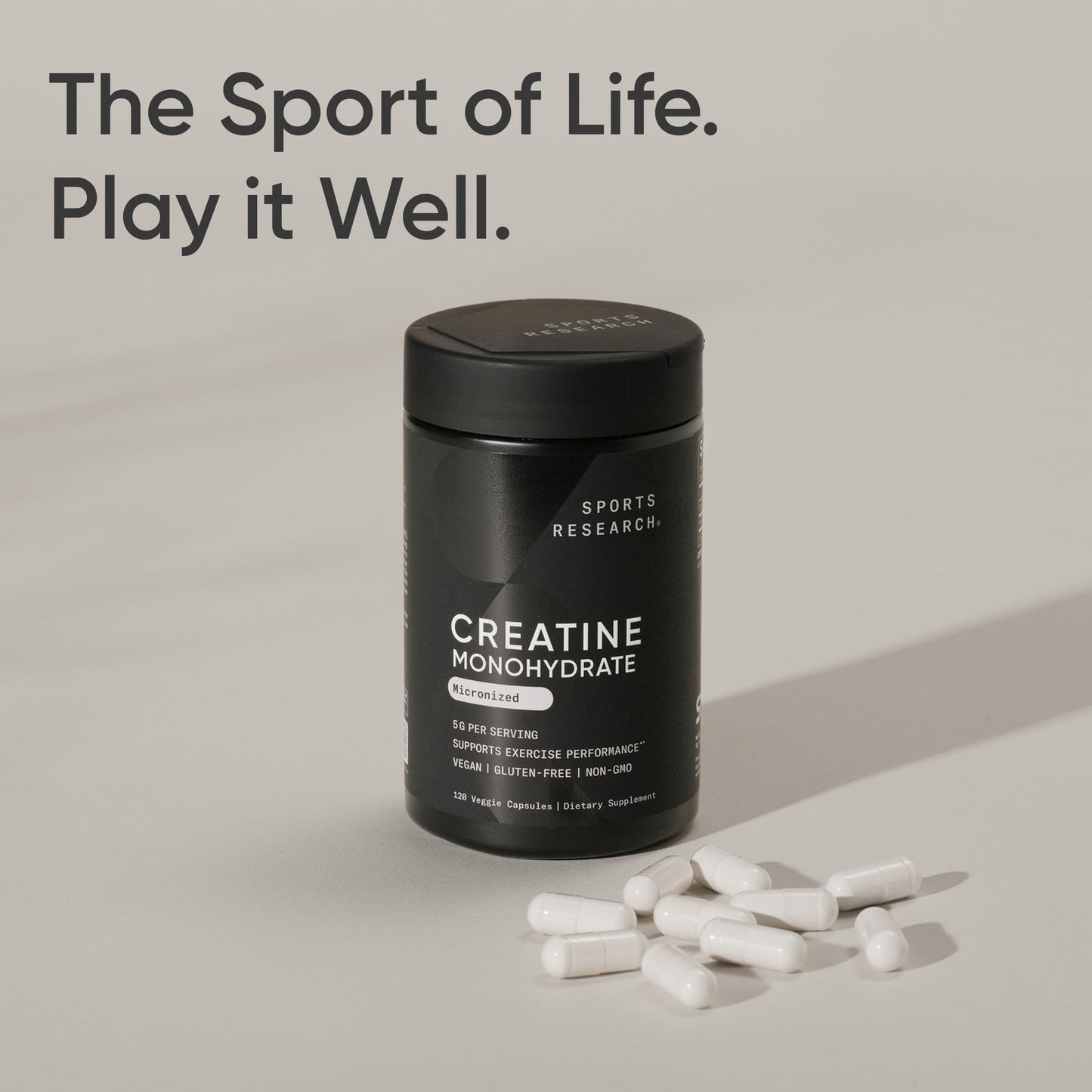 Sports Research Creatine Monohydrate - Gain Lean Muscle, Improve Performance and Strength and Support Workout Recovery* - 5 g Micronized Creatine - 17.64 oz